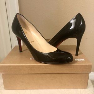 Authentic Christian Louboutin Black Patent Simple 85 38.5 8.5